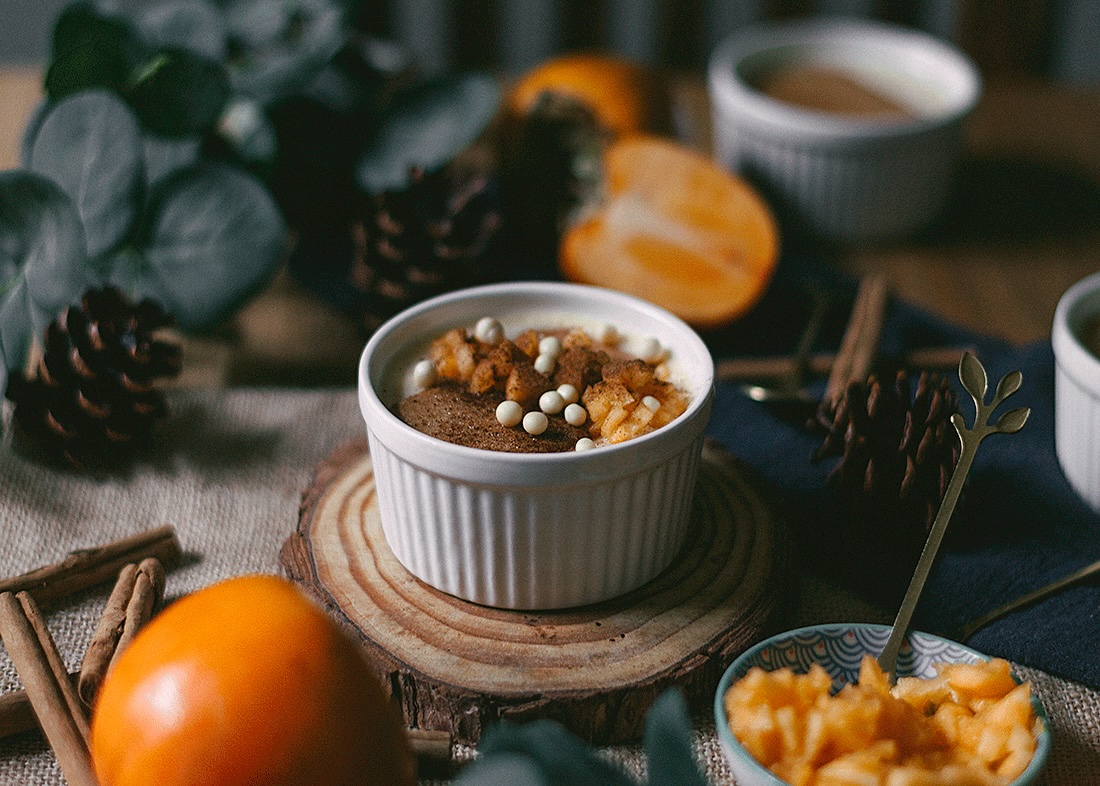natillas de caqui caseras cremosas con canela