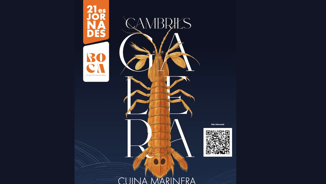 Cartel ilustrado de las Jornadas de la Galera de Cambrils 2026 con una galera sobre fondo azul y referencia a la cocina marinera.