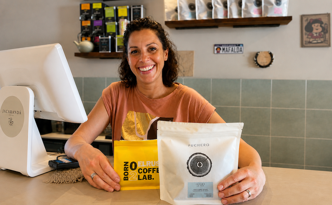 Mariela, responsable de Jacarandá Coffee, en la cafetería de Cambrils