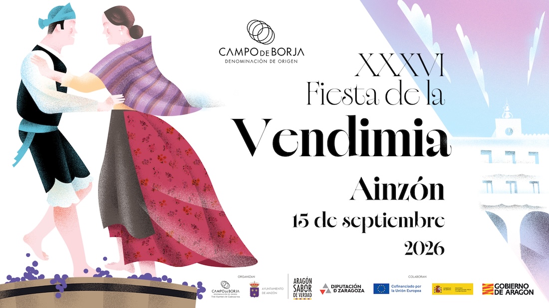 Cartel de la fiesta de la vendimia de aizón