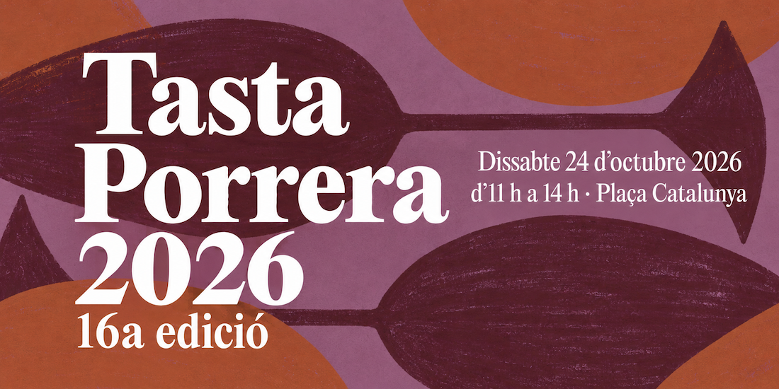Cabecera de Tasta Porrera 2026 con la fecha del 24 de octubre, el horario de 11:00 a 14:00 y la plaça Catalunya.