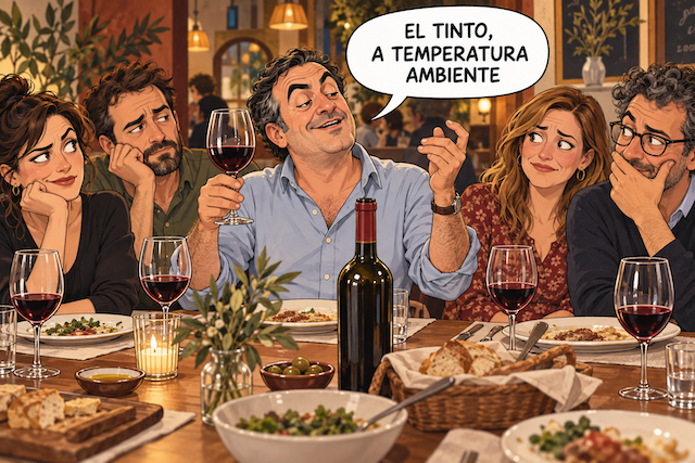 Cuñado afirma que el tinto se bebe a temperatura ambiente, uno de los mitos sobre el vino
